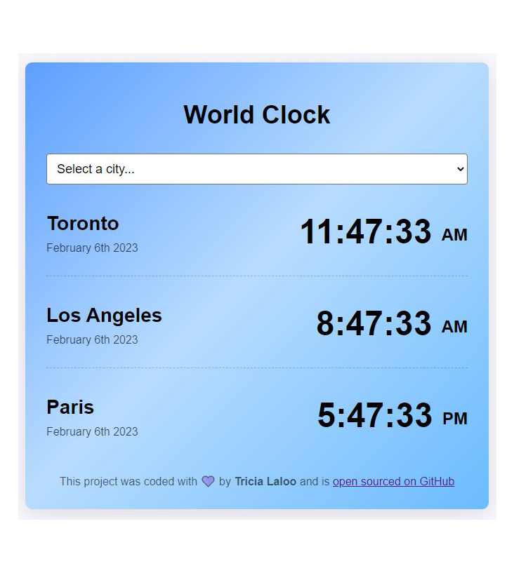 World clock project preview